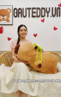 Chuột Bông Capybara Dài Đeo Balo Rùa